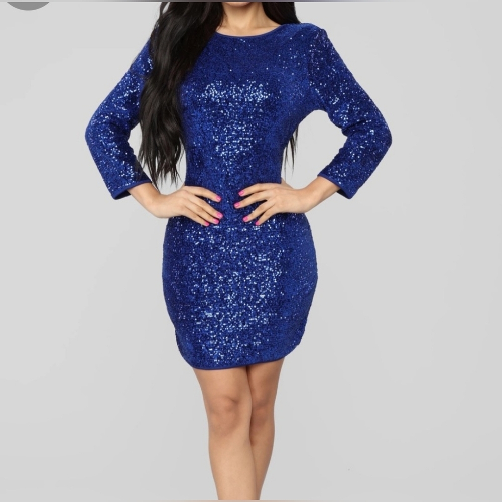 FASHION NOVA, Elegant Blue Sequin Dress